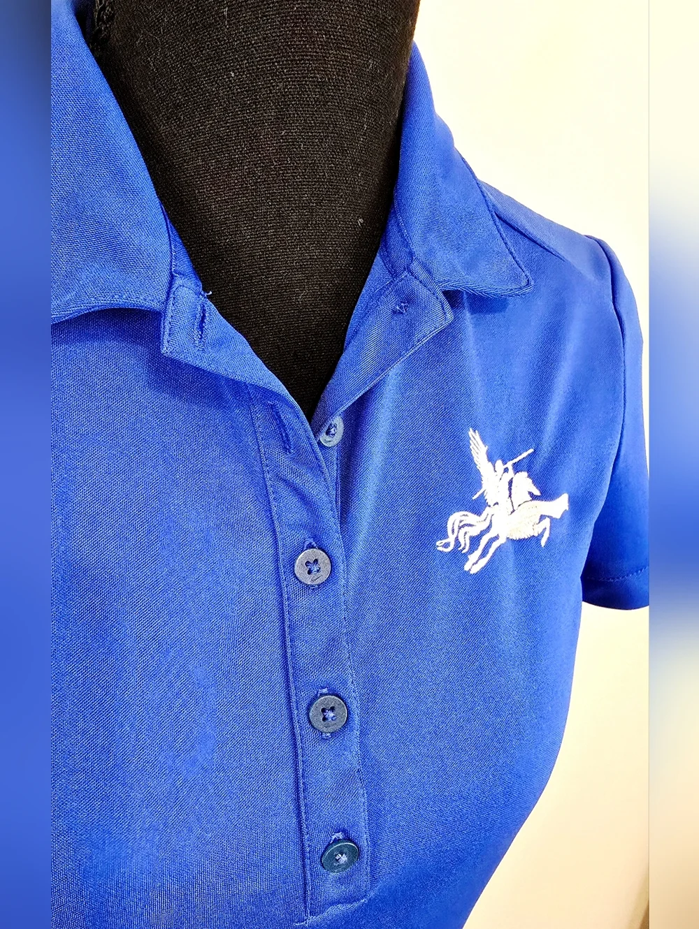 Nike Golf Dri-FIT Polo Blue Pegasus Logo Athletic Top Sz S Athleisure Dri-FIT